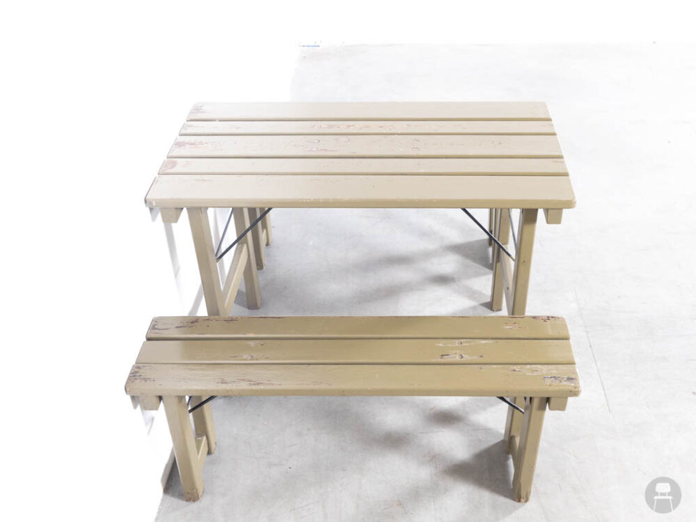 Bierbank set groen 110x60cm 1 tafel 2 banken