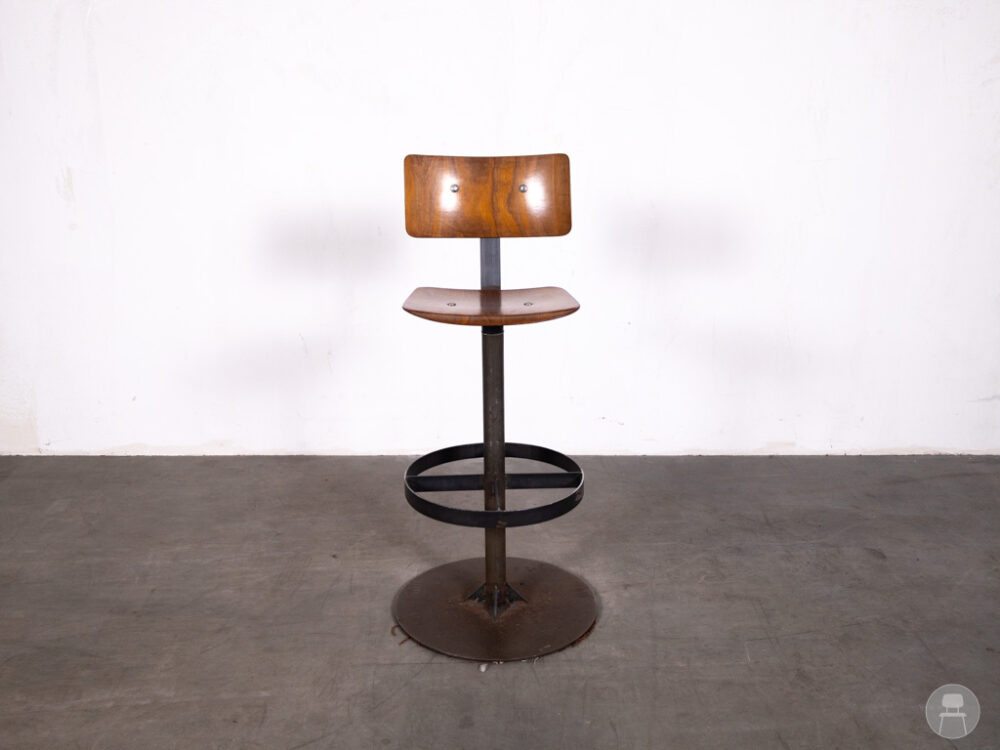 Barkruk Vintage School met rug