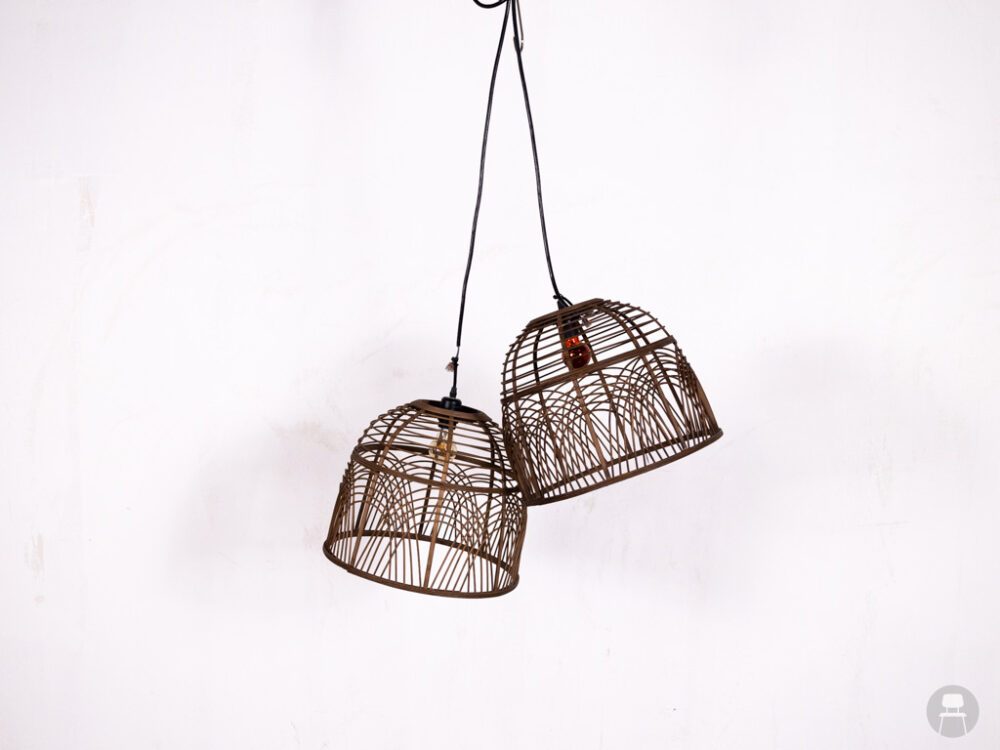 1 set 2 stuks Hanglamp Rotan Beach bruin