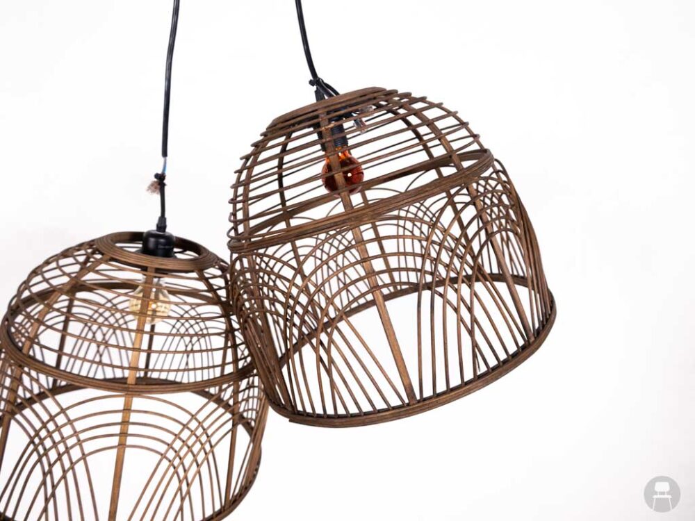 1 set 2 stuks Hanglamp Rotan Beach bruin