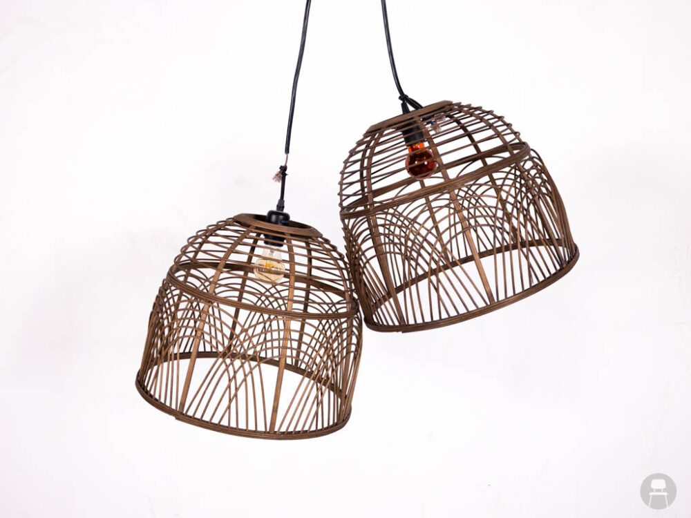 1 set 2 stuks Hanglamp Rotan Beach bruin