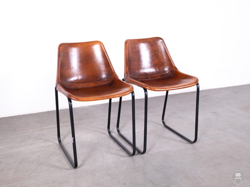 1 set 2 stuks Horecastoel Kuip Vintage leer