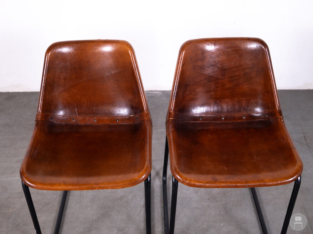 1 set 2 stuks Horecastoel Kuip Vintage leer