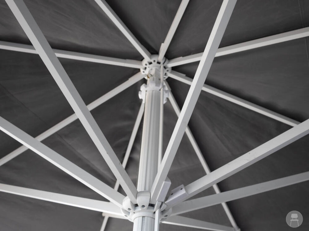 Parasol Doelen grijs zonder voet 380x380cm