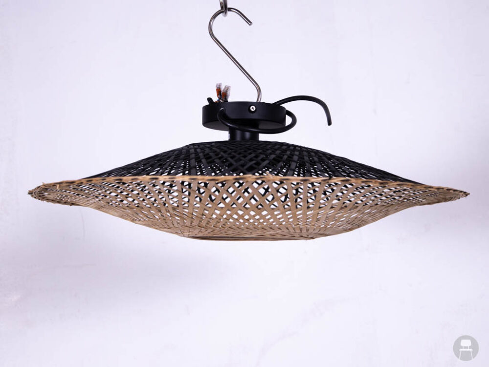 Hanglamp Riet Bali klein zwart/naturel 60cm rond