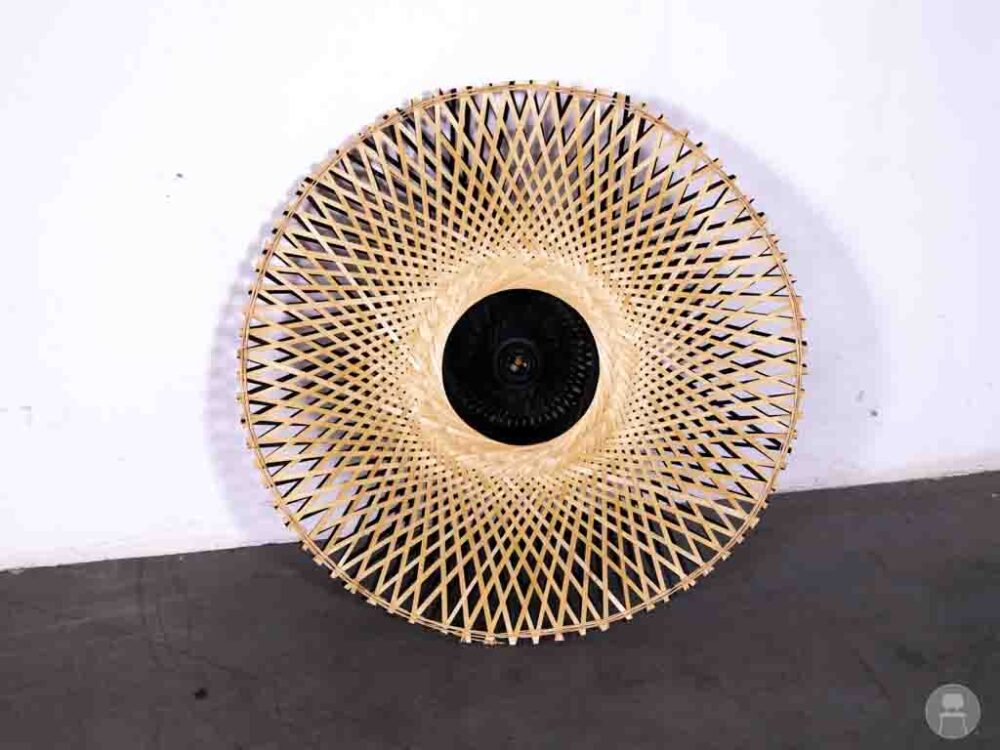 Hanglamp Riet Bali klein zwart/naturel 60cm rond