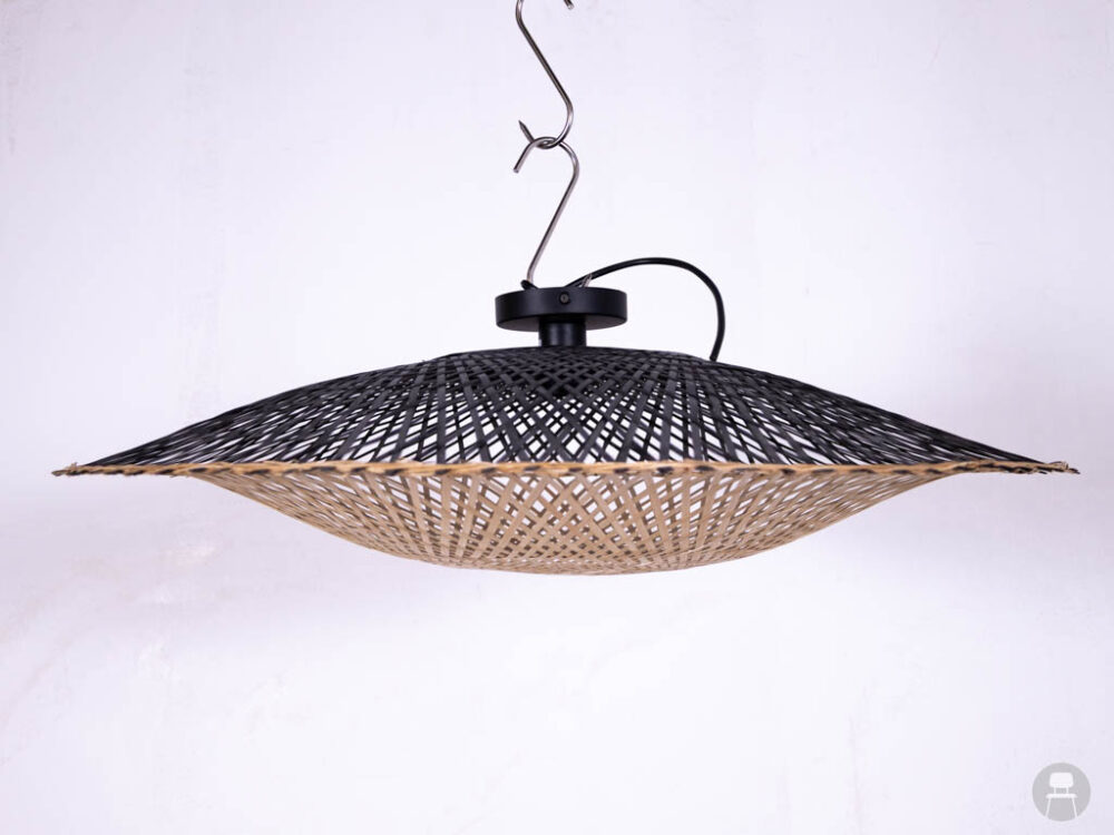 Hanglamp Riet Bali klein zwart/naturel 88cm rond