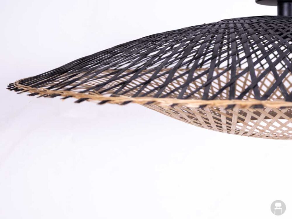 Hanglamp Riet Bali klein zwart/naturel 88cm rond