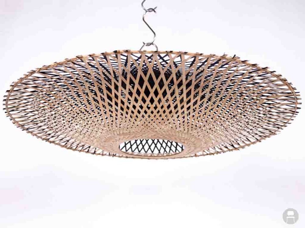 Hanglamp Riet Bali klein zwart/naturel 88cm rond
