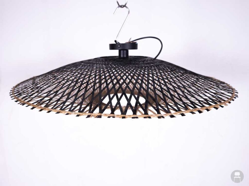 Hanglamp Riet Bali klein zwart/naturel 88cm rond