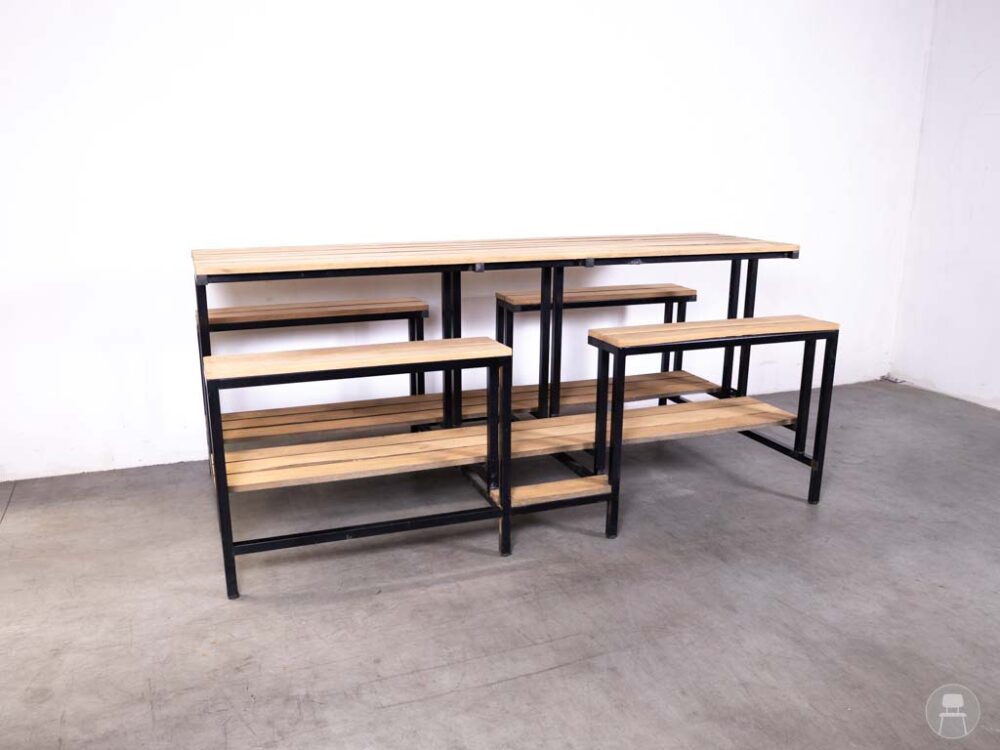 Picknickbank-tafel Teak SteelCore 8P zwart 250cm