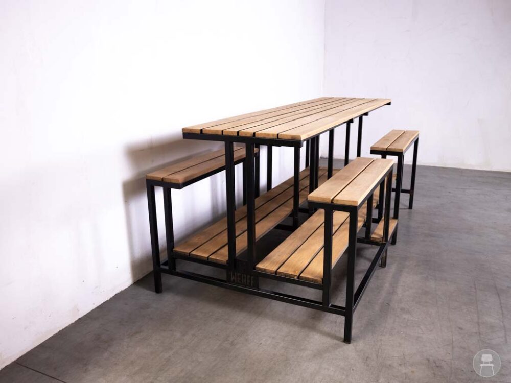 Picknickbank-tafel Teak SteelCore 8P zwart 250cm