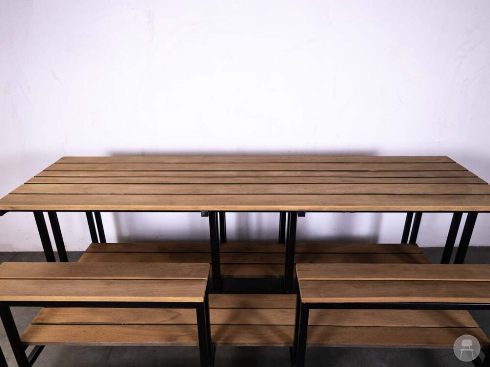 Picknickbank-tafel Teak SteelCore 8P zwart 250cm