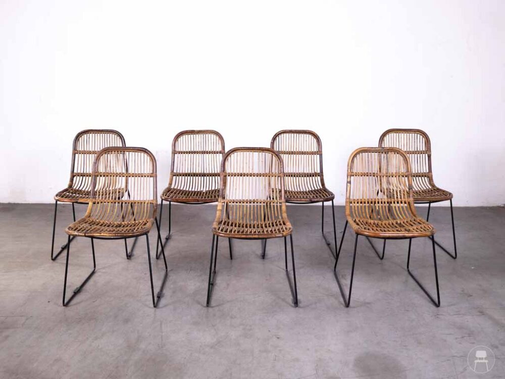 1 set 7 stuks Terrasstoel Tibbe rotan