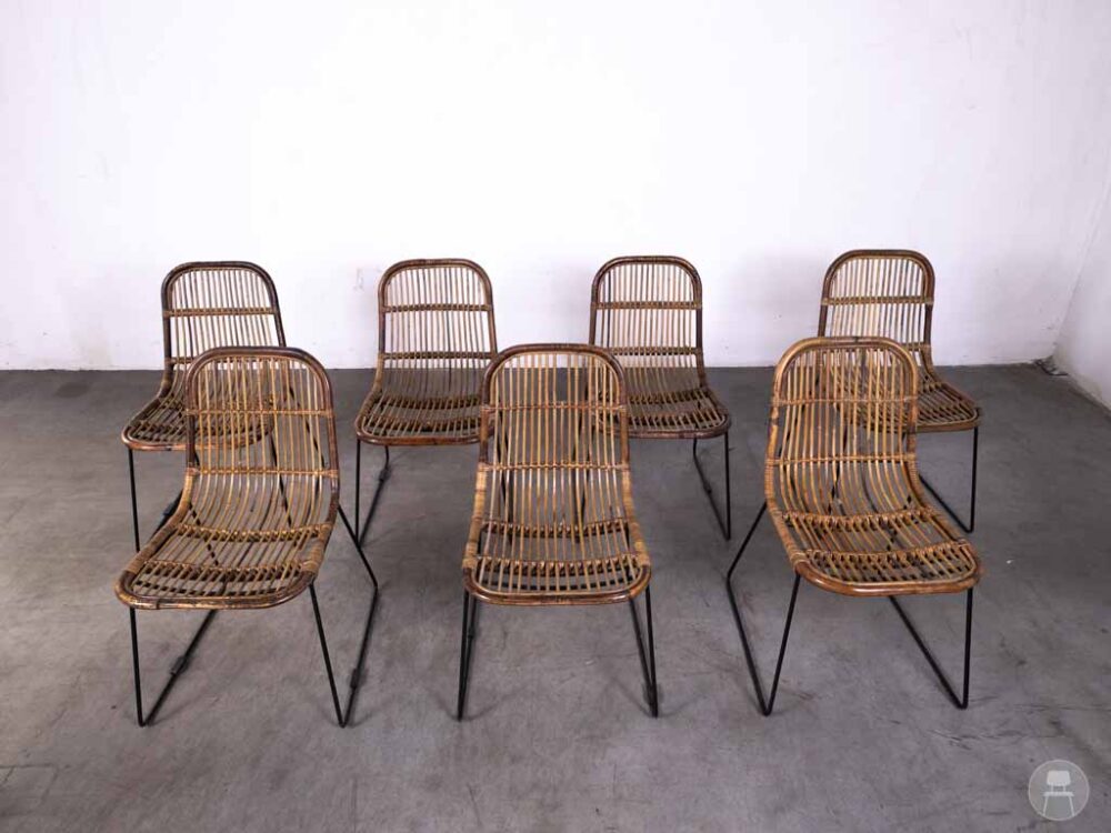 1 set 7 stuks Terrasstoel Tibbe rotan