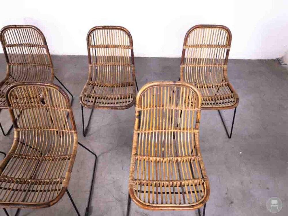 1 set 7 stuks Terrasstoel Tibbe rotan