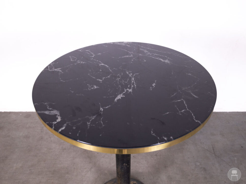Statafel Lauren marmerlook zwart glas Satelliet 80cm rond