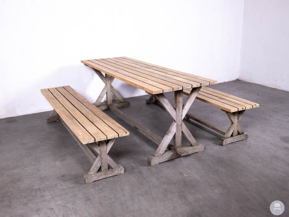 Terrasset Teak Emma 2 banken 1 tafel