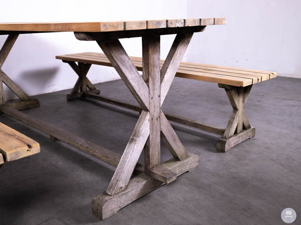 Terrasset Teak Emma 2 banken 1 tafel