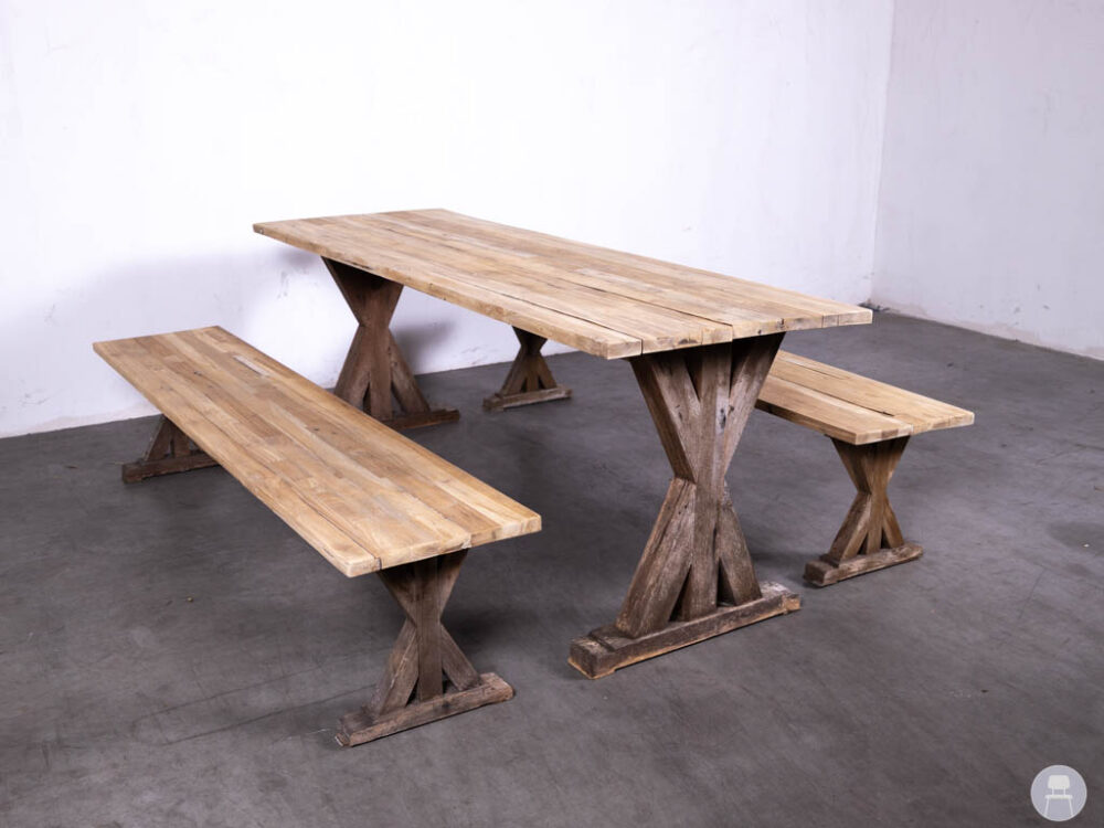 Terrasset Teak Sammy 2 banken 1 tafel