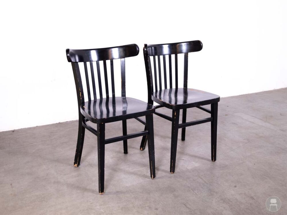 1 set 2 stuks Cafestoel Spijl Goest zwart