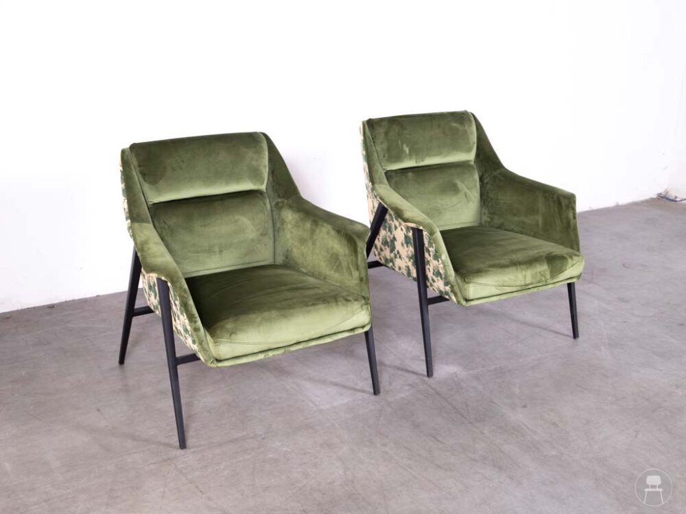 1 set 2 stuks Horecafauteuil Cleveland velvet groen Satelliet
