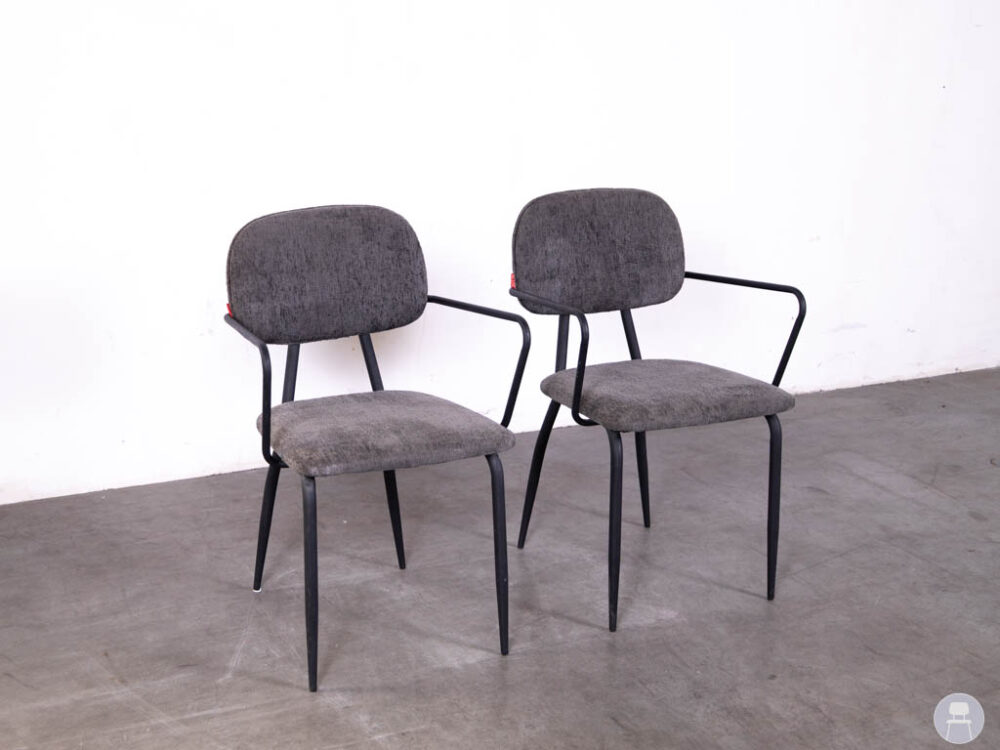 1 set 2 stuks Horecastoel Rolf boucle grijs