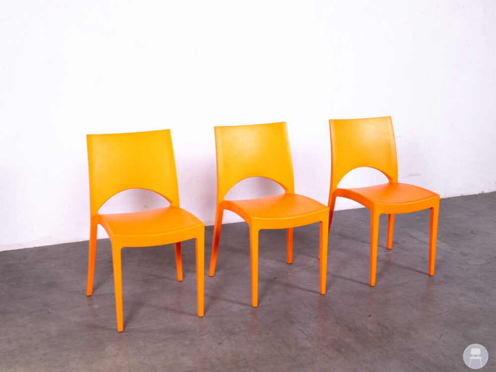 1 set 3 stuks Stapelstoel June oranje Gransoleil