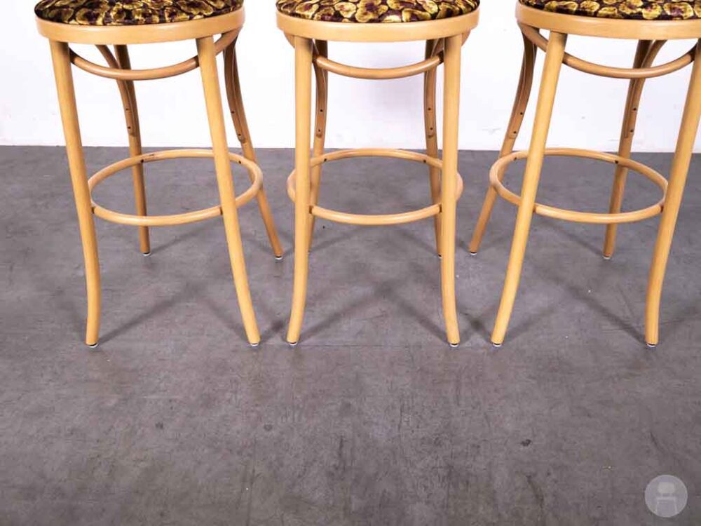 1 set 3 stuks Barkruk Thonet 16/C velvet panter Satelliet