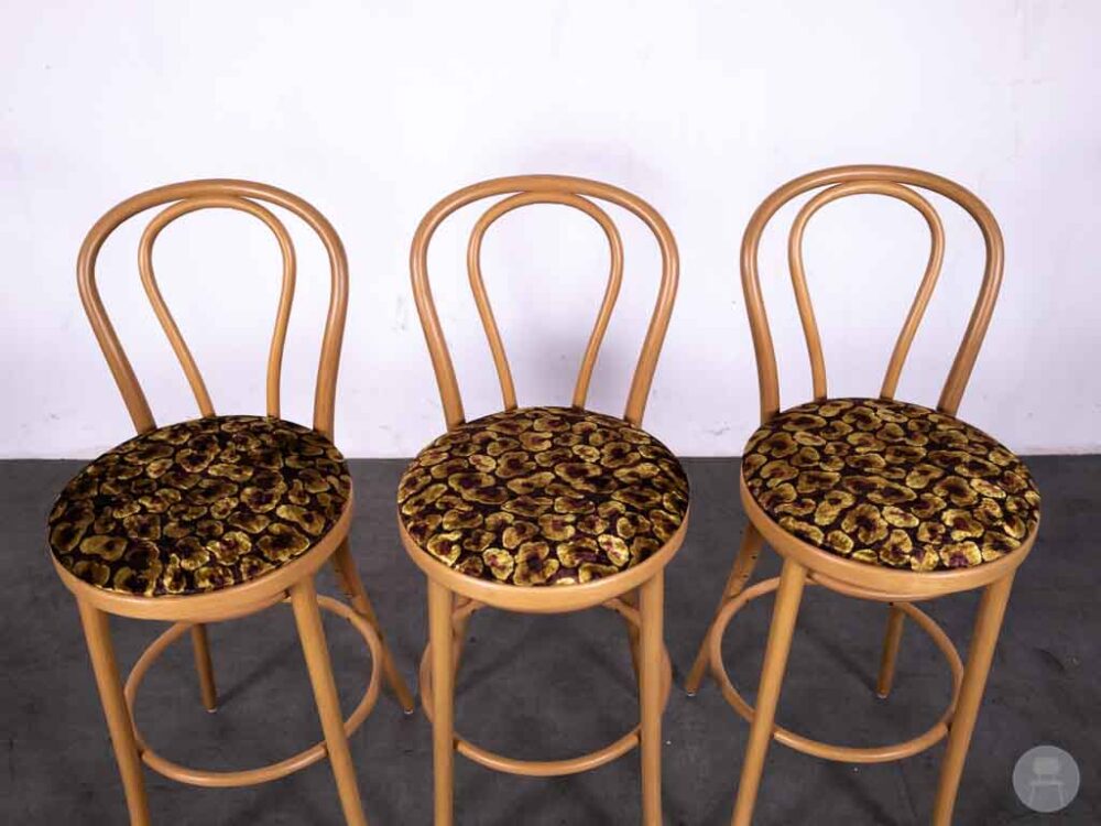 1 set 3 stuks Barkruk Thonet 16/C velvet panter Satelliet