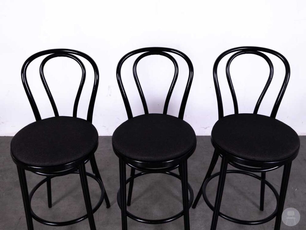 1 set 3 stuks Barkruk Thonet Gijs met rug zwart/donkergrijs Satelliet