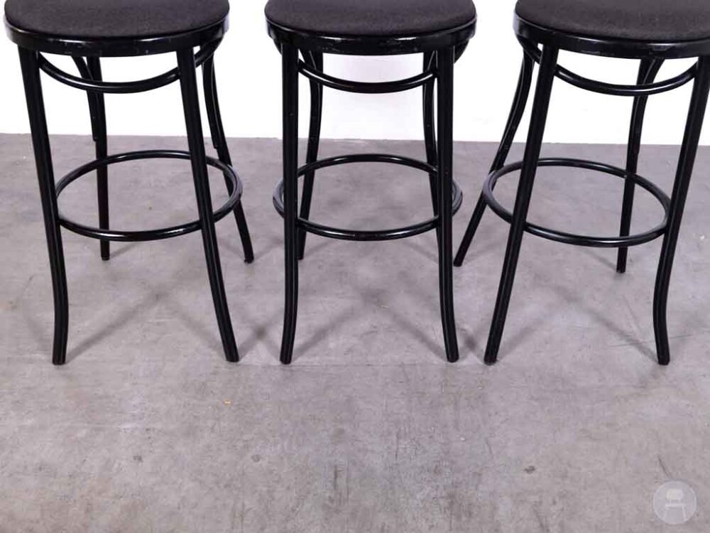 1 set 3 stuks Barkruk Thonet Gijs met rug zwart/donkergrijs Satelliet