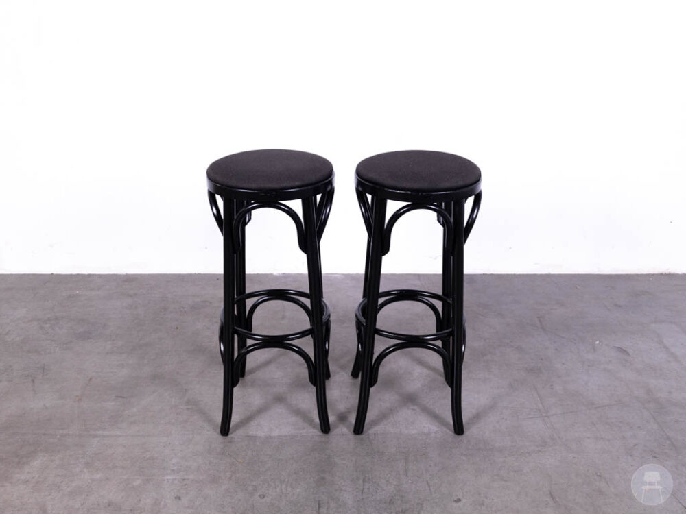 1 set 2 stuks Barkruk Thonet Gijs zonder rug zwart/donkergrijs Satelliet