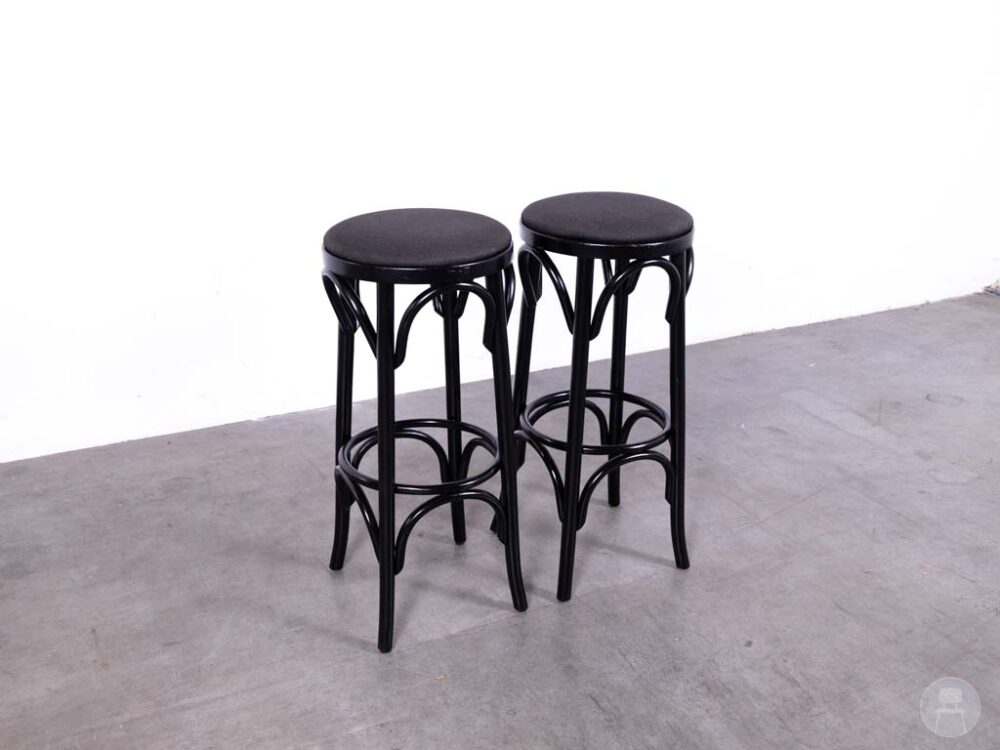 1 set 2 stuks Barkruk Thonet Gijs zonder rug zwart/donkergrijs Satelliet