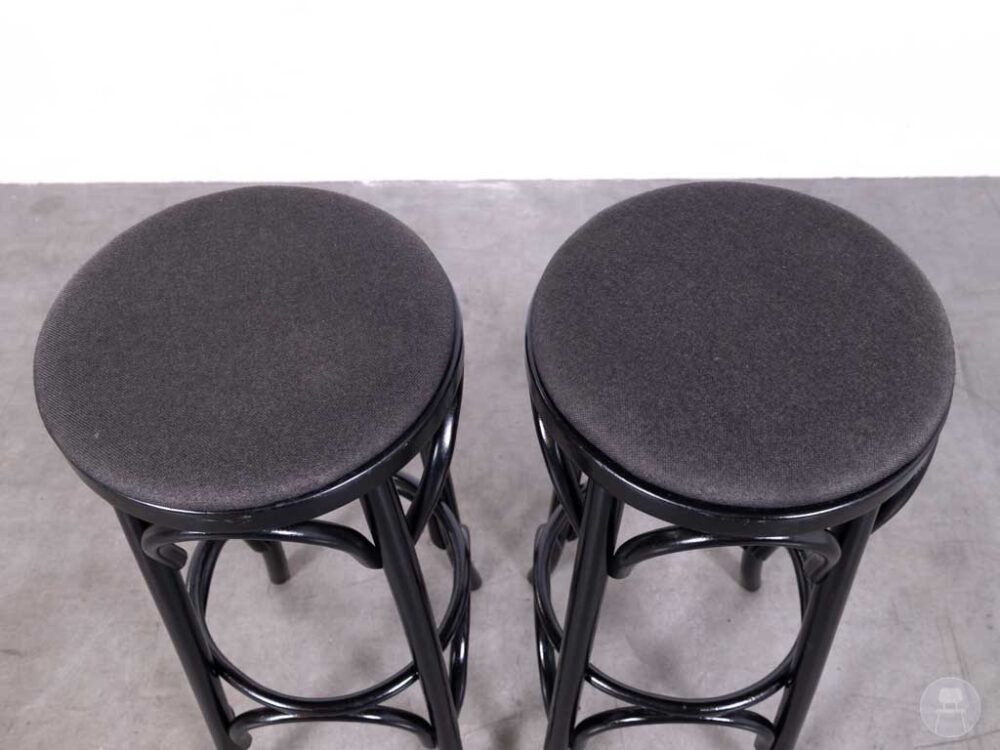 1 set 2 stuks Barkruk Thonet Gijs zonder rug zwart/donkergrijs Satelliet