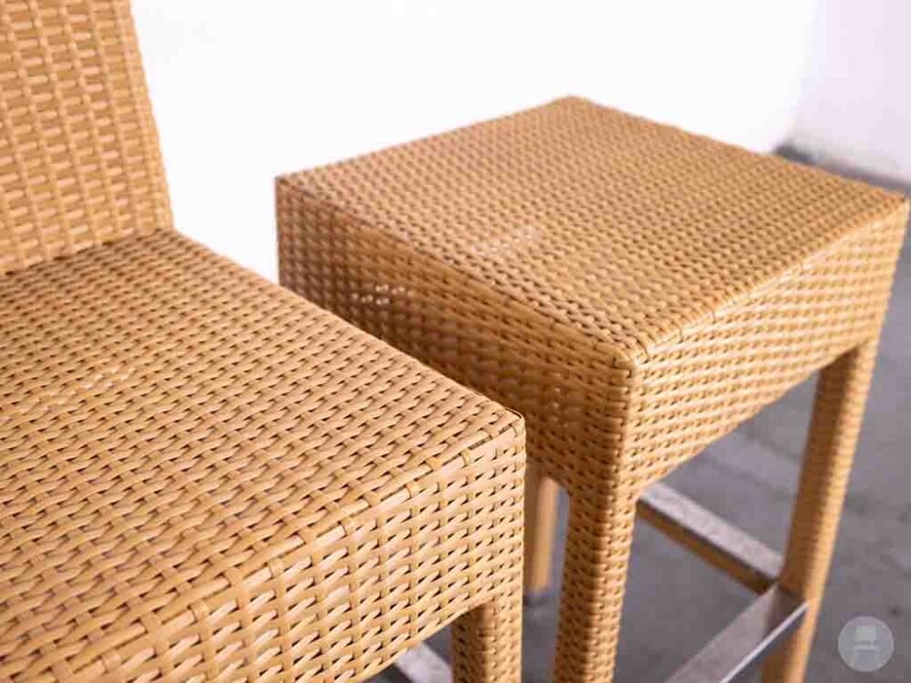 1 set 3 stuks Barkruk Wicker Paula naturel