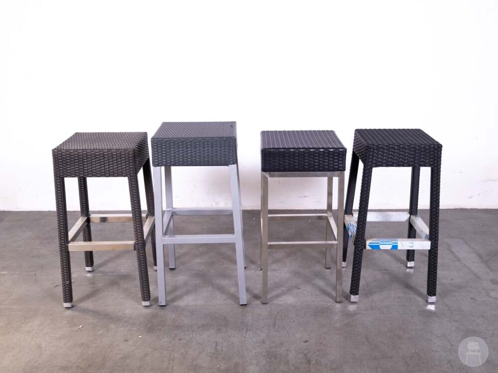 1 set 4 stuks Barkruk Wicker Paula zwart