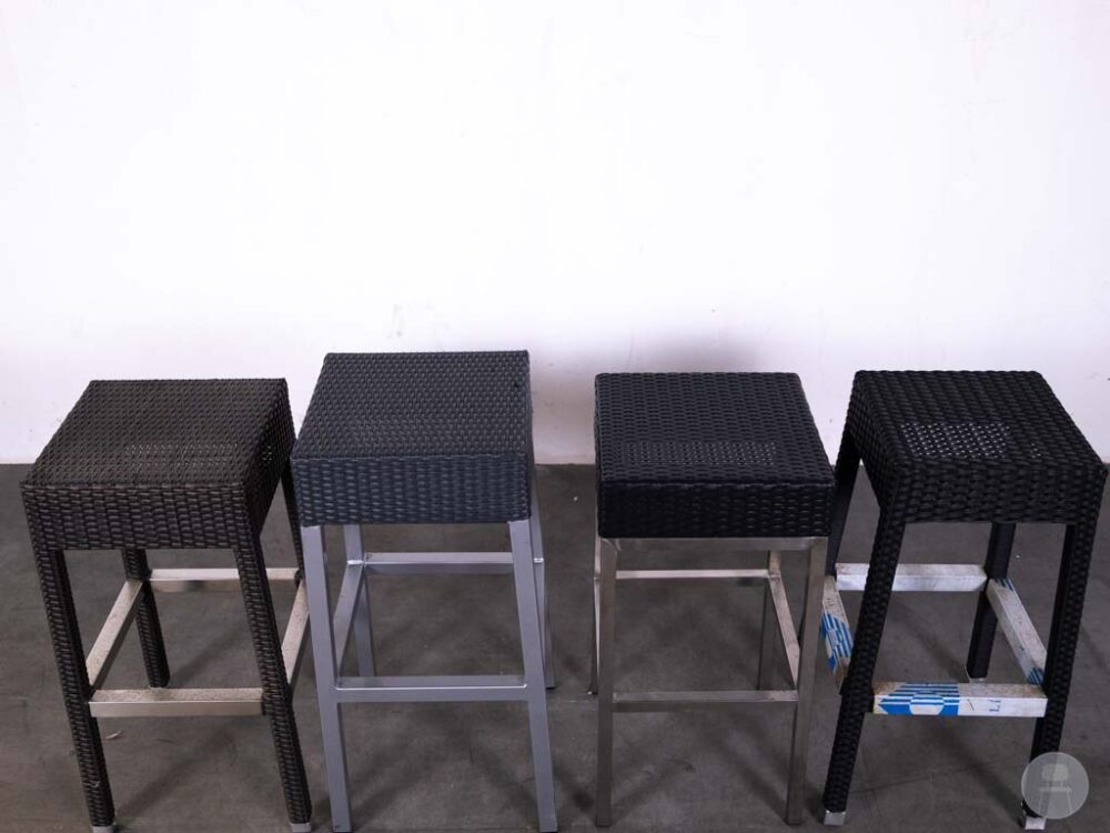 1 set 4 stuks Barkruk Wicker Paula zwart