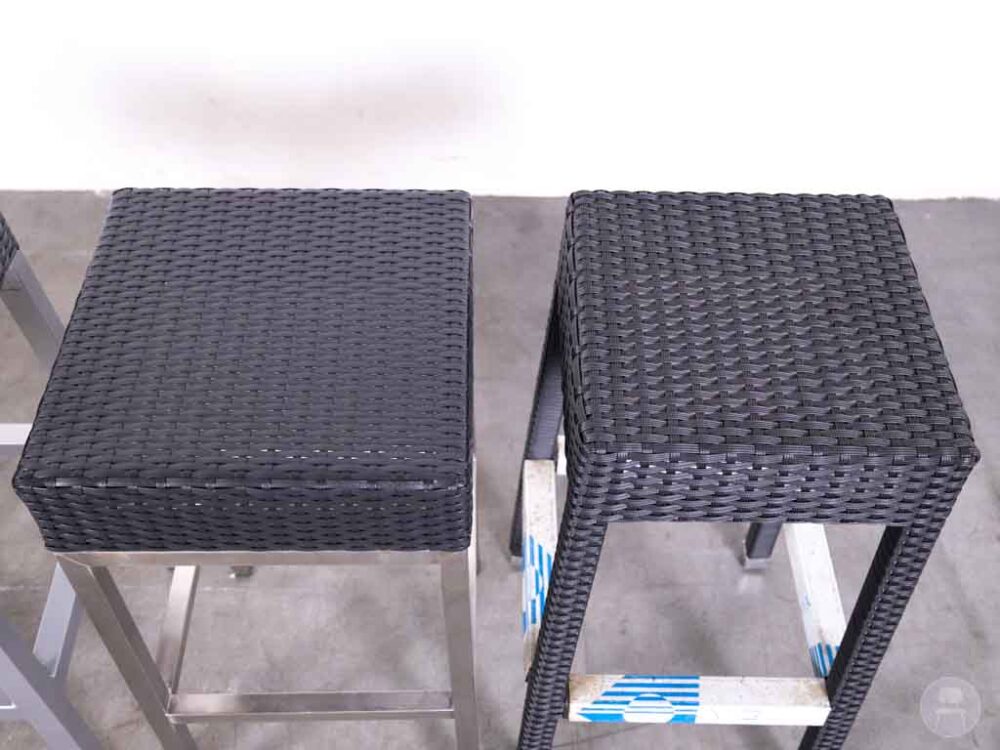 1 set 4 stuks Barkruk Wicker Paula zwart