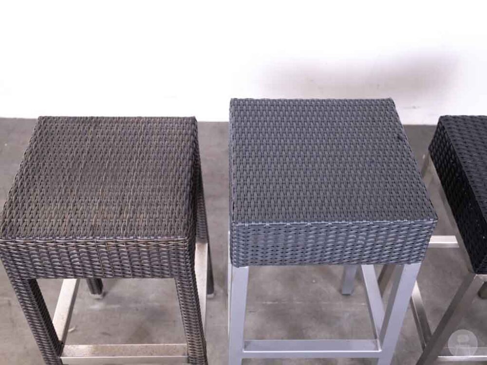 1 set 4 stuks Barkruk Wicker Paula zwart