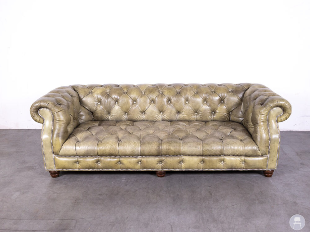 Horecabank Chesterfield groen leer Timothy Oulton 240cm