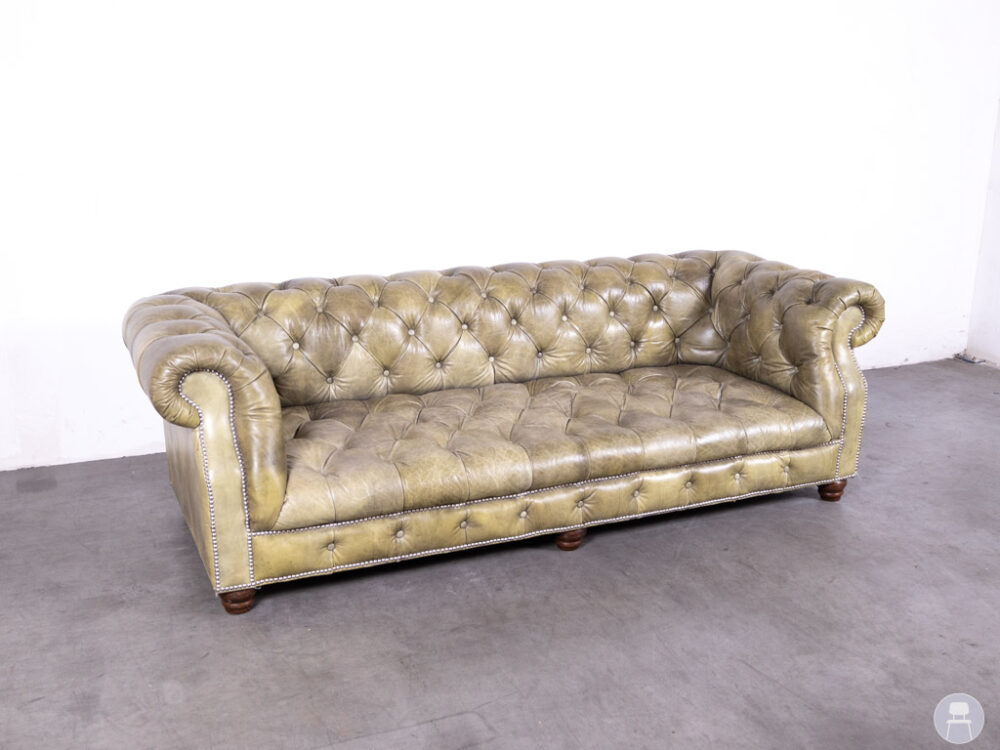 Horecabank Chesterfield groen leer Timothy Oulton 240cm