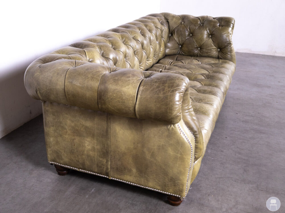 Horecabank Chesterfield groen leer Timothy Oulton 240cm