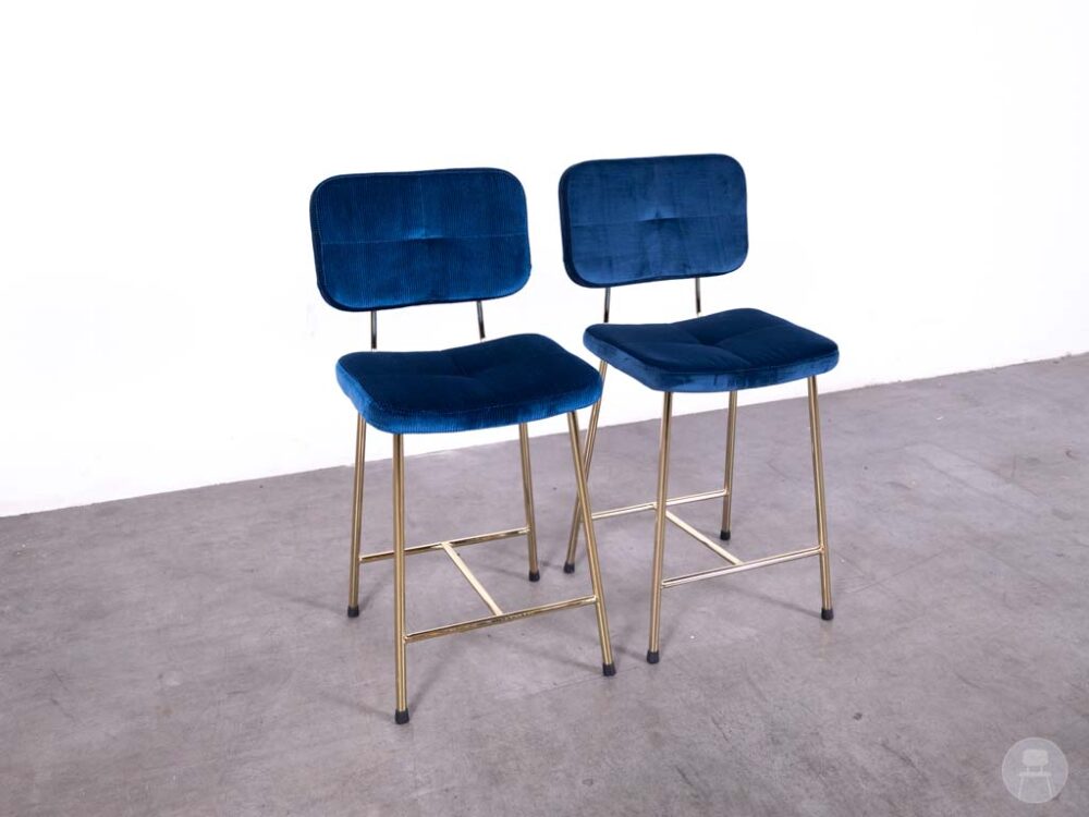1 set 2 stuks Kruk Gerlin velvet donkerblauw Satelliet