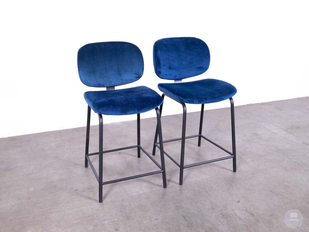 1 set 2 stuks Kruk Lavio velvet blauw Satelliet