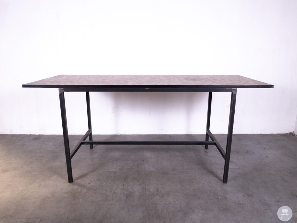 Stam-statafel Hexagon HPL/steel bruin Satelliet 250x100cm