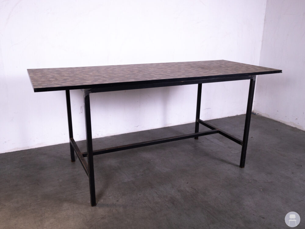 Stam-statafel Hexagon HPL/steel bruin Satelliet 250x100cm