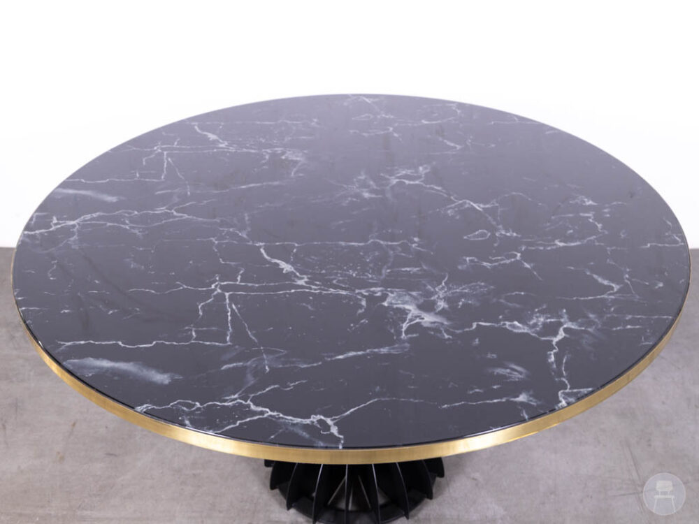 Stamtafel Ballet marmerlook zwart Satelliet 140cm rond