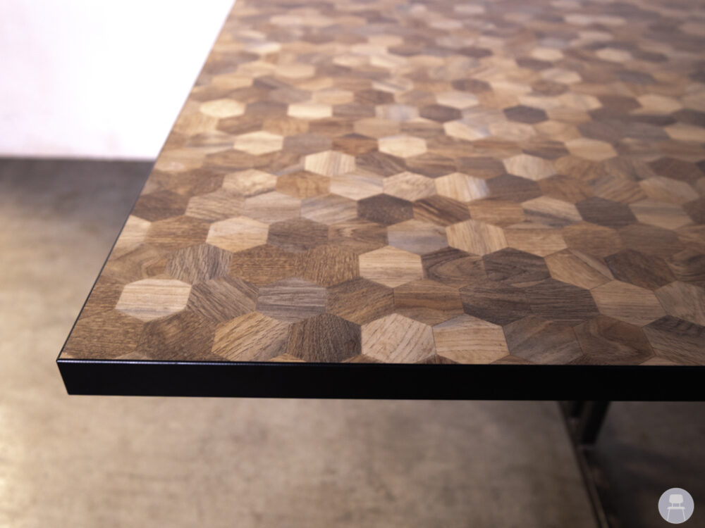 Stamtafel Hexagon HPL bruin Satelliet 250x100cm