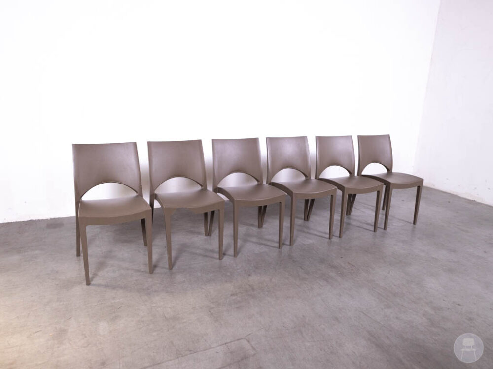 1 set 6 stuks Stapelstoel June bruin